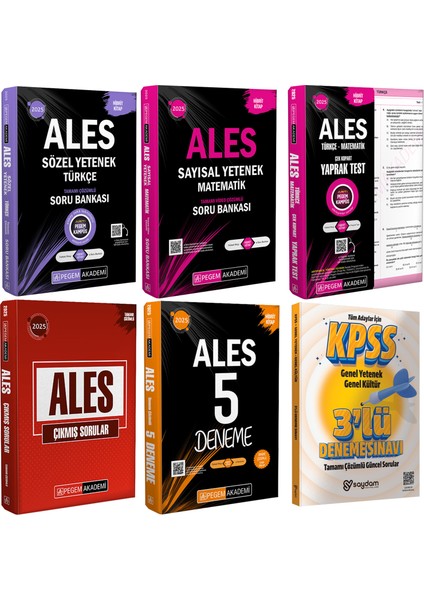 2025 Ales Türkçe-Matematik Çözümlü Soru Bankası-Çözümlü Çıkmış Sorular-Yaprak Test-Çözümlü 5 Deneme