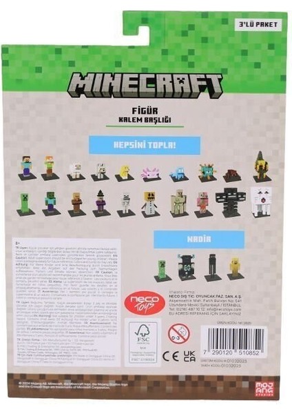 Pmı MC2020 Minecraft 3D Figür Toppeez 3lü Set modelleri