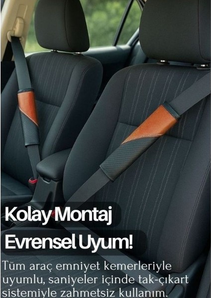 2'li Deri-Karbon Emniyet Kemer Pedi | Araç Içi Konfor | Şık Tasarım | Kolay ve Hızlı Montaj | K5