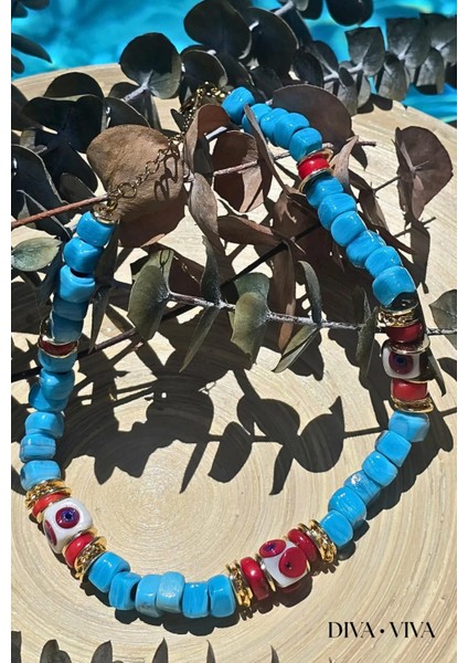 - Soleia Vı – Azure Beads Murano Cam Kadın Kolye