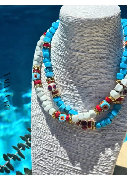 - Soleia Vı – Azure Beads Murano Cam Kadın Kolye
