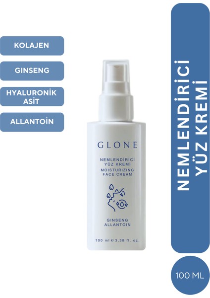 Nemlendirici Yüz Kremi 100ML | Ginseng, Allantoin & Hyaluronik Asit Içeren Yoğun Nemlendirici