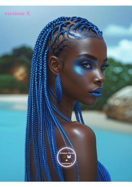 Afrika Zenci Örgüsü ve Rasta İçin Sentetik Saç PARLEMENT MAVİSİ BLUE