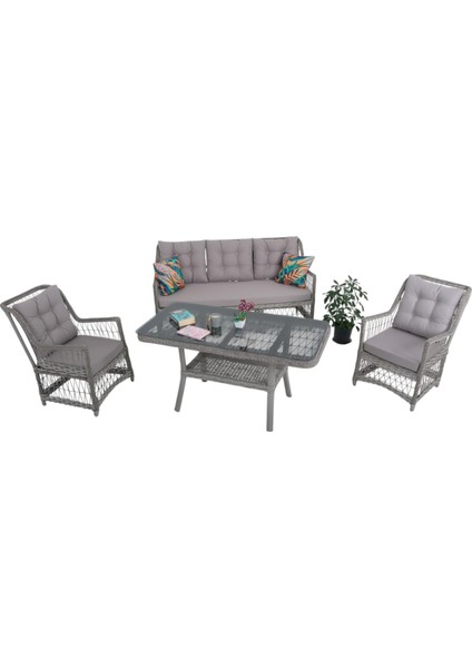 Lavida Bahçe Oturma Takımı | Rattan Bahçe Balkon Takımı | 3+1+1 ve Sehpa