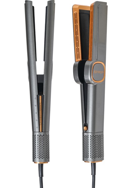 Airstrait Saç Düzleştirici, Hava Üflemeli Saç Şekillendirici, Fön Makinesi, Saç Maşası - Gri/Gold