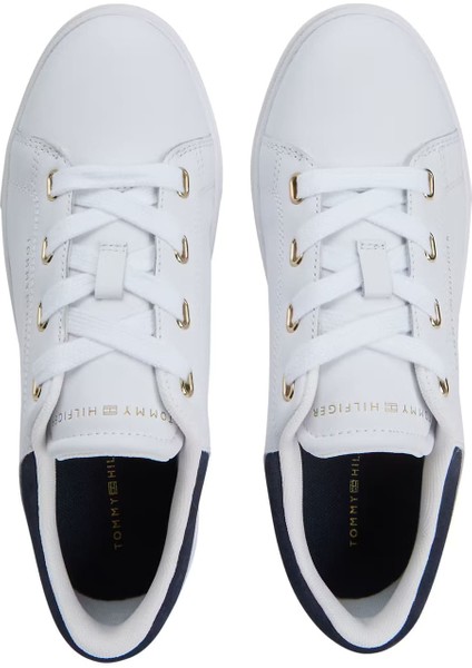 Kadın Altın Rengi Detaylı Cupsole Tabanlı Sneaker - Beyaz/lacivert indirimleri