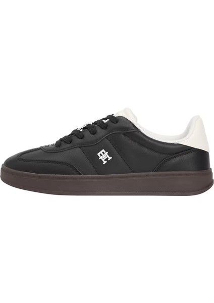 Kadın Kontrast Topuklu Monogram Logolu Sneaker - Siyah fiyatları