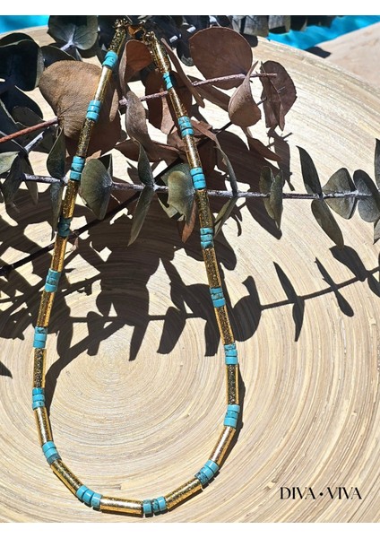 - Soleia Vııı – Blue Sands Gold Silindir Detay Kadın Kolye