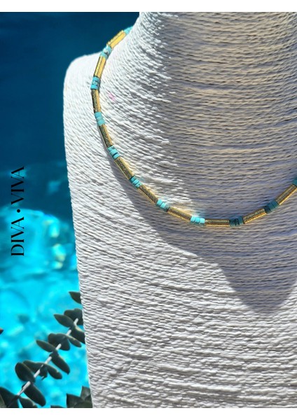 - Soleia Vııı – Blue Sands Gold Silindir Detay Kadın Kolye fiyatları