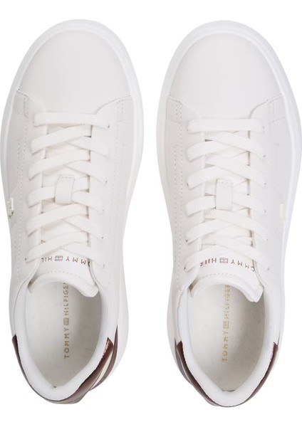 Kadın Metalik Detaylı Platform Tabanlı Sneaker - Beyaz/bronz indirimleri