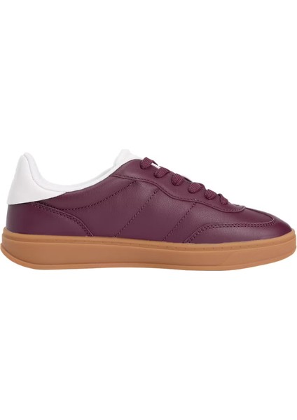 Kadın Kontrast Topuklu Monogram Logolu Sneaker - Bordo modelleri