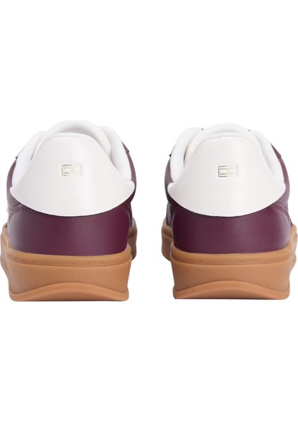 Kadın Kontrast Topuklu Monogram Logolu Sneaker - Bordo fırsatları