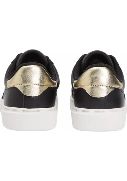 Kadın Altın Rengi Detaylı Kort Sneaker - Siyah fırsatları
