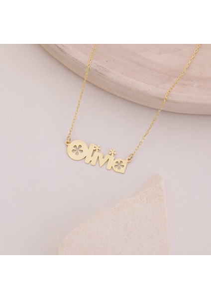 925 Ayar Gümüş Çiçekli Isim Kolye modelleri