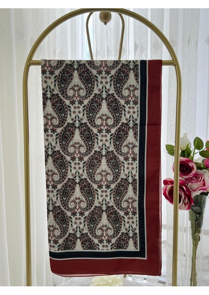 Retro Desen Pamuk Şal Kiremit