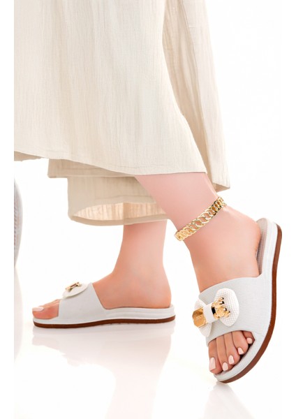 Kadın Terlik Beyaz Kaydırmaz Su Geçirmez Şık Ev Dışarı Plaj Yazlık Günlük Terlik fiyatları