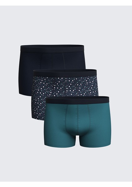 Yeni Sezon Standart Kalip Pamuklu Esnek Erkek Boxer 3'lu - S59286Z8