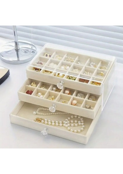 Şık Çok Katmanlı Akrilik Takı Saklama Kutusu(18+18+1 Bölmeli)