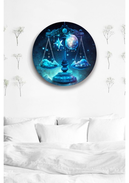 Terazi Burcu Astroloji Duvar Tablosu, Burç Sembol Şık Ahşap Mdf Tablo, Ev, Ofis, Duvar Dekorasyonu