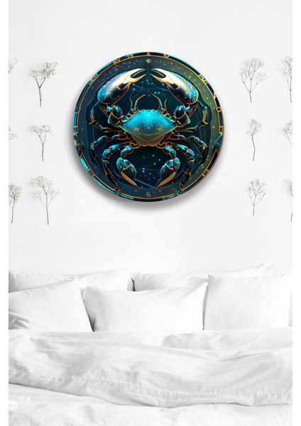 Yengeç Burcu Astroloji Duvar Tablosu, Burç Sembol Şık Ahşap Mdf Tablo, Ev, Ofis, Duvar Dekorasyonu