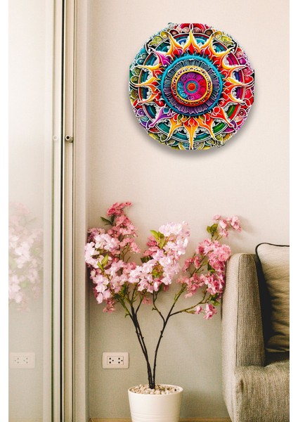 Mandala Renkli Ahşap Tablo Modeli, Oturma Odası, Yatak Odası, Salon, Ofis, Ev Dekorasyonu