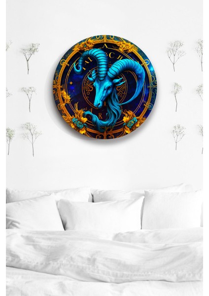 Oğlak Burcu Astroloji Duvar Tablosu, Burç Sembol Şık Ahşap Mdf Tablo, Ev, Ofis, Duvar Dekorasyonu