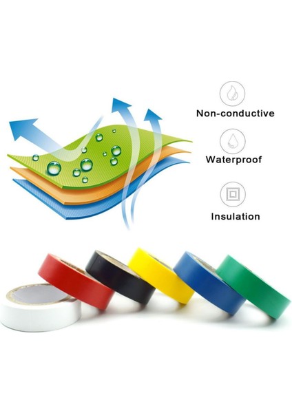 10 Adet ( Eko & Renkli ) Elektrik Bantı ( 3mt ) ( 0.15X17MM )*10X60 ( 10 Adet ) modelleri