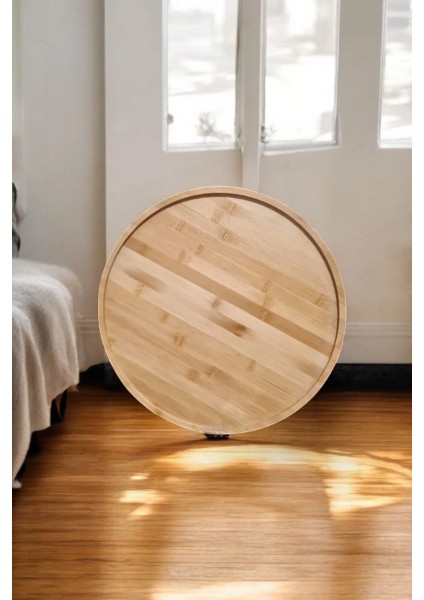 Bambu Metal Ayaklı Katlanabilir Yuvarlak Masa - 44.5 x 48 x 3 cm fiyatları