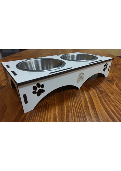 Beyaz Ahşap Kedi ve Köpek Mama Kabı Standı, Şık ve Kullanışlı Tasarım fiyatları
