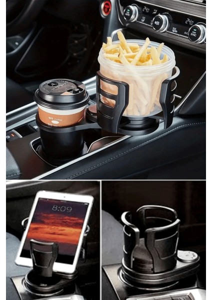 Araç Içi 360 Derece Dönen 2'li Bardaklıklı Açılarak Ayarlanabilir Bardak Tutucu Aparat ( ) modelleri