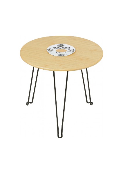 Bambu Metal Ayaklı Katlanabilir Yuvarlak Masa - 44.5 x 46 x 1.5 cm
