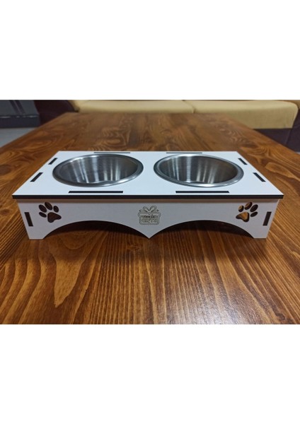 Beyaz Ahşap Kedi ve Köpek Mama, Su Kabı Standı, Şık ve Dayanıklı Tasarım modelleri