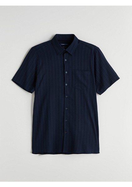 Yeni Sezon Regular Fit Kisa Kollu Desenli Armurlu Erkek Gomlek - S5JJ77Z8