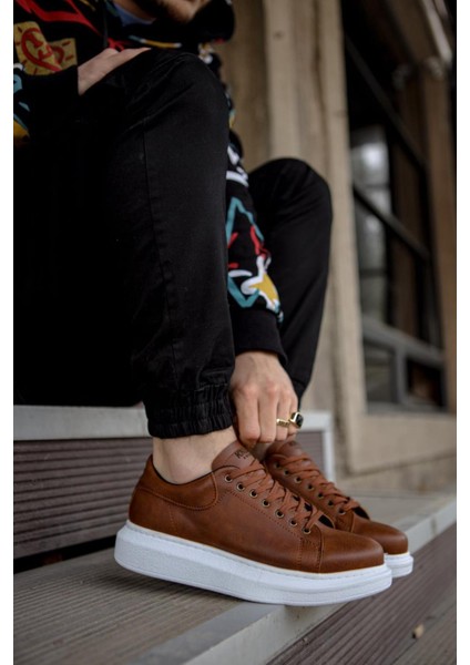 J044 Bağcıklı Ortopedik Taban Erkek Günlük Sneaker Spor Ayakkabı Bt Taba fırsatları