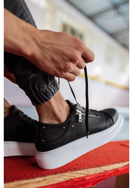 J555 Bağcıklı Fermuarlı Ortopedik Taban Erkek Günlük Sneaker Spor Ayakkabı Bt Siyah fırsatları