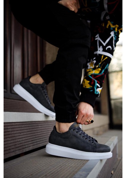 J044 Bağcıklı Ortopedik Taban Erkek Günlük Sneaker Spor Ayakkabı Bt Gri fiyatları