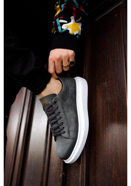 J044 Bağcıklı Ortopedik Taban Erkek Günlük Sneaker Spor Ayakkabı Bt Gri modelleri