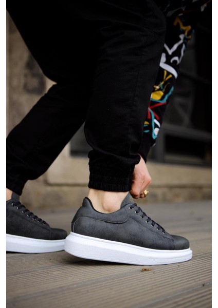 J044 Bağcıklı Ortopedik Taban Erkek Günlük Sneaker Spor Ayakkabı Bt Gri indirimleri