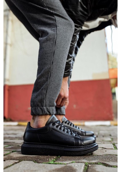 J044 Bağcıklı Ortopedik Taban Erkek Günlük Sneaker Spor Ayakkabı St Siyah fiyatları