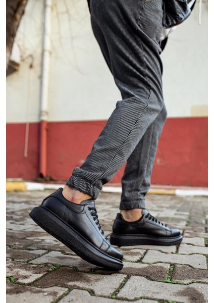 J044 Bağcıklı Ortopedik Taban Erkek Günlük Sneaker Spor Ayakkabı St Siyah modelleri
