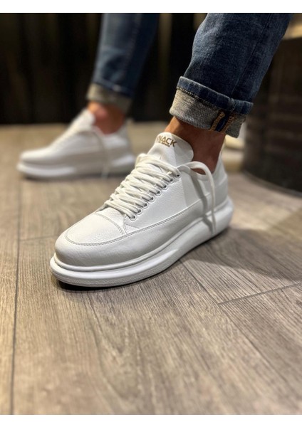 J814 Bağcıklı Ortopedik Taban Erkek Günlük Sneaker Spor Ayakkabı Bt Beyaz