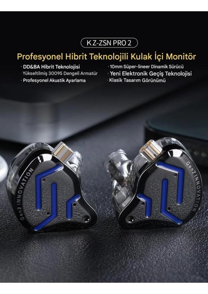 Kz Zsn Pro 2 1ba+1dd Kulaklık Içi Kulaklık Mikrofonlu ve Type C Dönüştürücü Kablo fiyatları