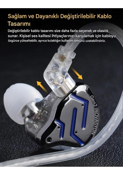 Kz Zsn Pro 2 1ba+1dd Kulaklık Içi Kulaklık Mikrofonlu ve Type C Dönüştürücü Kablo fırsatları