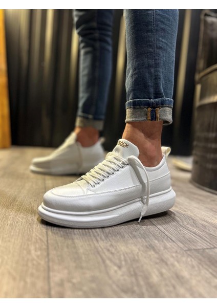 J814 Bağcıklı Ortopedik Taban Erkek Günlük Sneaker Spor Ayakkabı Bt Beyaz