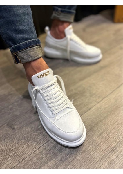 J814 Bağcıklı Ortopedik Taban Erkek Günlük Sneaker Spor Ayakkabı Bt Beyaz