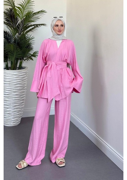 Eftelya Geniş Kemerli Takım Pembe