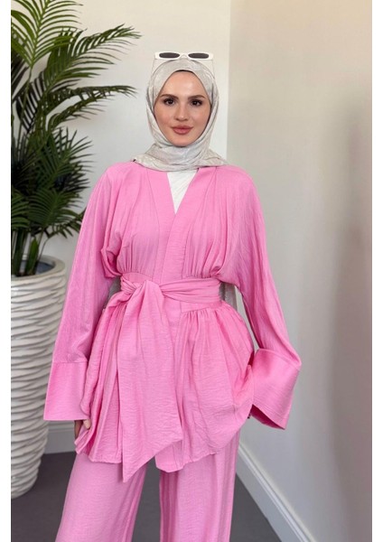 Eftelya Geniş Kemerli Takım Pembe modelleri