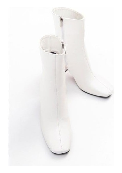 Kadın Tll Beyaz Kırışık Rugan Kalın Topuk Bot modelleri