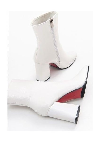 Kadın Tll Beyaz Kırışık Rugan Kalın Topuk Bot fırsatları
