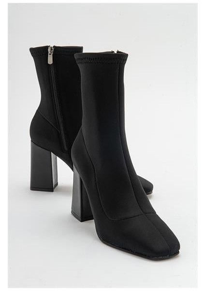 Kadın Brl Siyah Kalın Topuklu Fermuarlı Strech Bot